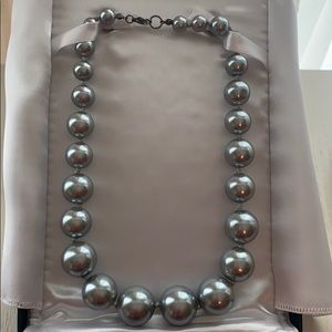 18 inch large silver pearl necklace